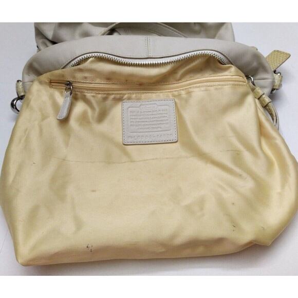 Coach Ivory Soft Leather Snakeskin Detail Zipper Hobo Shoulder Bag - Picture 12 of 13